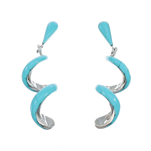 Swirl Sterling Silver Turquoise Inlay Post Dangle Earrings SN20465